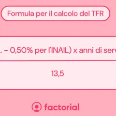 Formula per calcolare il TFR per supplenze brevi: (RAL - 0,50% INAIL) x anni di servizio = 13,5.