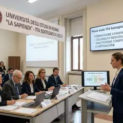 Commissione valuta la motivazione TFA sostegno orale. Presentazione su inclusione scolastica e progettazione didattica.