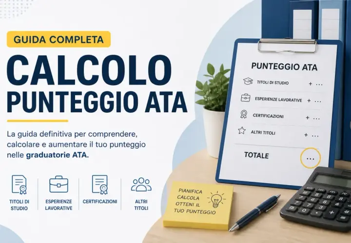 Guida completa per calcolare il tuo punteggio ATA. Comprendi titoli di studio, esperienze lavorative e certificazioni per aumentare il tuo punteggio.