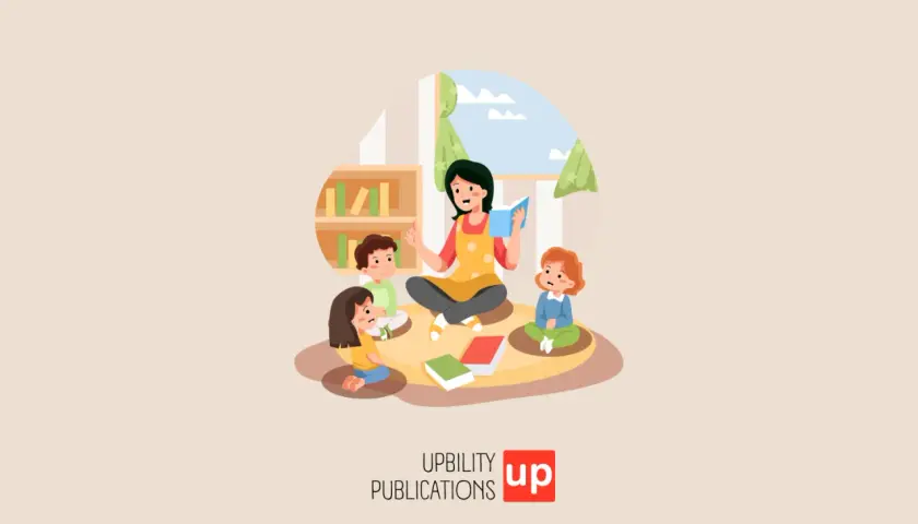 Un'insegnante legge un libro a bambini seduti in cerchio. Un esempio di come i docenti sostegno supportano l'apprendimento.