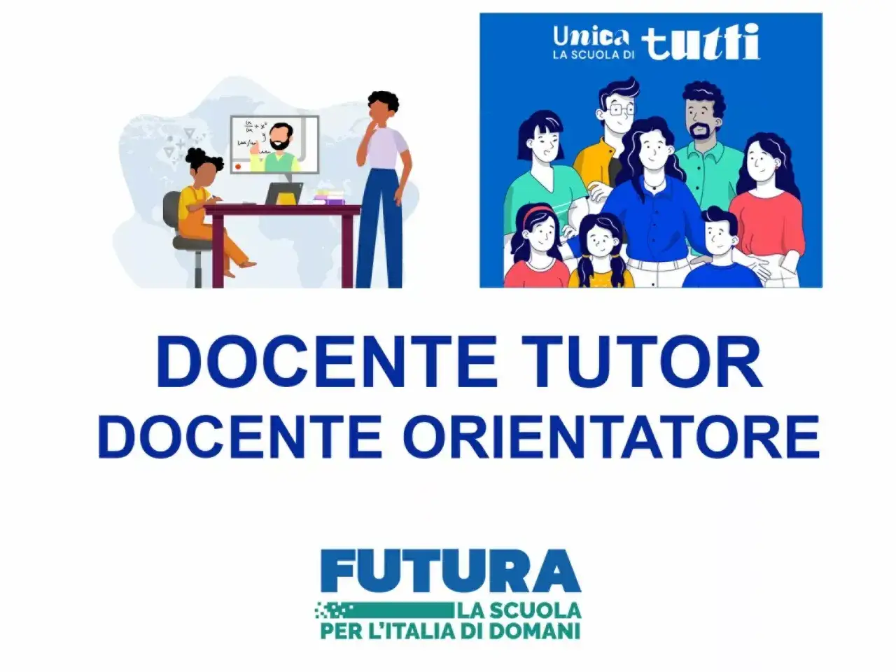 Un docente tutor supporta gli studenti in un percorso di apprendimento online. L'immagine mostra un esempio di lezione a distanza.
