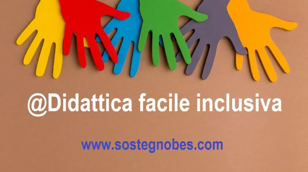 Mani colorate unite, simbolo di un'esempio attività didattica sostegno. Didattica facile inclusiva. www.sostegnobes.com