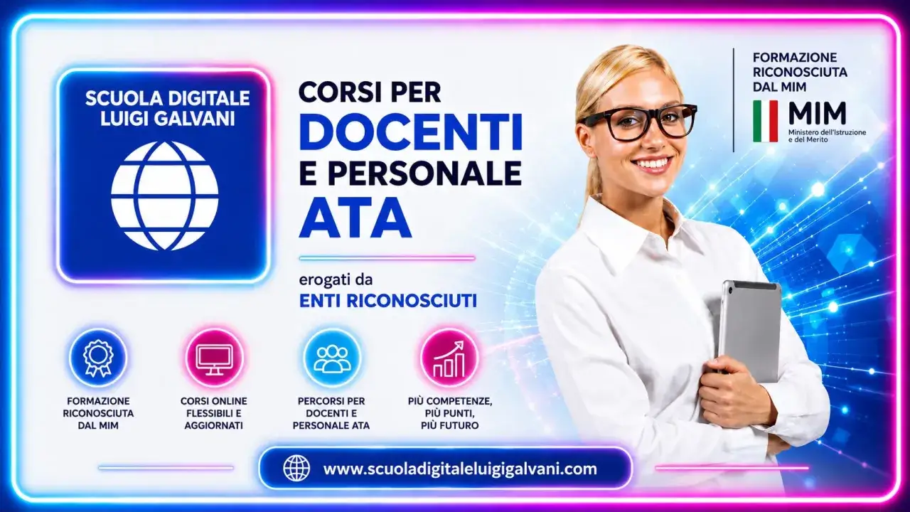 Corsi di digitalizzazione informatica ATA per docenti e personale scolastico, formazione riconosciuta dal MIM.